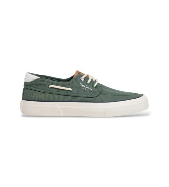 Pepe Jeans para hombre. PMS300015 Zapatillas Taylor Boat verde (42), Plano, Cordones, Casual