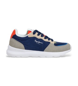 Pepe Jeans unisex para niños. PBS400009 Zapatillas Teagan Bass marino, gris (37), Plano, Cordones, Casual, moda infantil