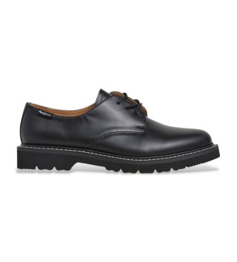 Pepe Jeans para hombre. PMS100002 Zapatos de Piel Tom Brit negro (45), Plano, Cordones, Casual, Clásico