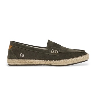 Pepe Jeans para hombre. PMS10337 Mocasines de piel Tourist Coast verde (46), Plano, Ante, Ninguno, Casual