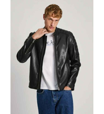 Pepe Jeansvoor mannen. PM403014 Travis leren bikerjack zwart (S), Casual, Leer