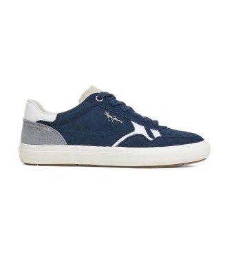 Pepe Jeans para hombre. PMS31058 Zapatillas de piel Travis Free marino (43), Plano, Cordones, Casual