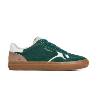 Pepe Jeans para hombre. PMS31058 Zapatillas de piel Travis Free verde (42), Plano, Cordones, Casual