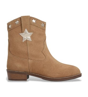 Pepe Jeansvoor meisjes. PGS500010 Bruine Western enkellaarsjes (38), Leer, 1 tot 3 cm, Ritssluiting, Casual, kinderkleding