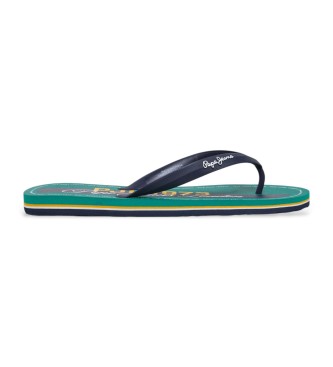 Pepe Jeans para hombre. PMS70165 Chanclas Whale Club verde (40), Plano, Ninguno, Beachwear