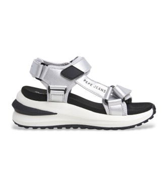 Pepe Jeans Sandalias de piel Winslove Shine plateado