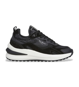 Pepe Jeansvoor vrouwen. PLS600012 Winslow One Leren Sneakers zwart (38), Leer, 3 tot 5 cm, Veters, Casual