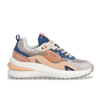 Pepe Jeansvoor vrouwen. PLS600013 Winslow Leren Sneakers Beige Serie (38), Leer, 3 tot 5 cm, Veters, Casual