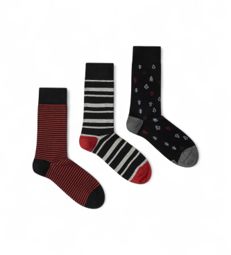 Pepe Jeans para hombre. PMU30072 Pack 3 Pares de Calcetines Xmas Tree negro (M-L), Homewear, Algodón