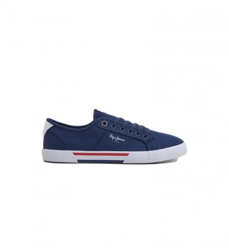 Pepe Jeans para hombre. PMS30816 Zapatillas Básicas Brady marino (44), Tela, Plano, Cordones, Casual, Sostenible