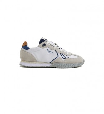 Pepe Jeans para hombre. PMS30940 Zapatillas de piel Combinadas Retro blanco (44), Plano, Cordones, Casual