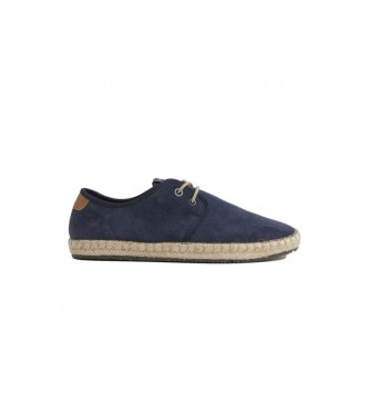 Pepe Jeans para hombre. PMS10314 Zapatillas de piel Tourist Claic marino (41), Plano, Cordones, Casual, Sostenible