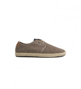 Pepe Jeans para hombre. PMS10314 Zapatillas de piel Tourist Claic taupe (42), Plano, Cordones, Casual, Sostenible