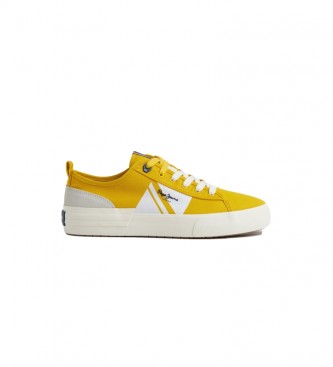 Pepe Jeans para hombre. PMS30903 Zapatillas Vulcanizadas Allen Flag amarillo (44), Tela, Plano, Cordones, Casual