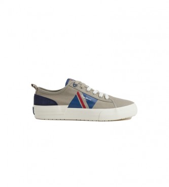Pepe Jeans para hombre. PMS30903 Zapatillas Vulcanizadas Allen Flag gris (43), Tela, Plano, Cordones, Casual