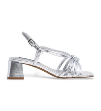 Pepe Jeans para mujer. PLS90683 Sandalias Zoe Metal plateado (37), Plata, 5 a 8cm, Hebilla, Casual, Fiesta
