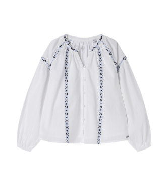 Pepe Jeans para niña. PG301701 Blusa Ada blanco (4Años= 80cm), Casual, Algodón, Manga larga, moda infantil