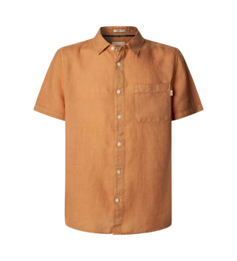 Pepe Jeans para hombre. PM308847 Camisa Amaro naranja (S), Casual, Lino, Manga corta
