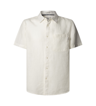 Pepe Jeans para hombre. PM308847 Camisa Amaro blanco crudo (XXL), Casual, Lino, Manga corta