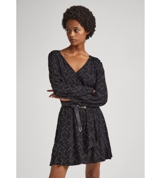 Pepe Jeans para mujer. PL953442 Vestido Amber negro (L), Casual, Viscosa, Manga larga