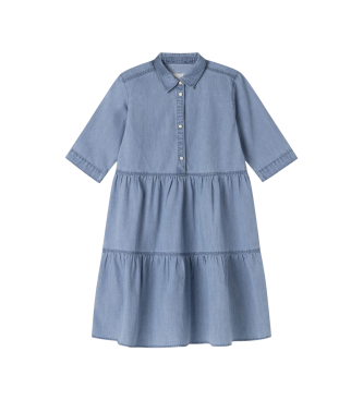 Pepe Jeans para niña. PG951687 Vestido Amina azul (14años= 164cm), Casual, Algodón, Manga corta, moda infantil