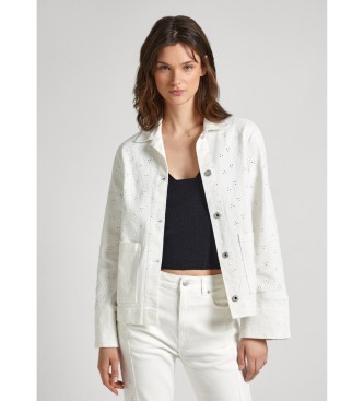 Pepe Jeans para mujer. PL402383 Cazadora denim Anny Anglaise blanco (L), Casual, Algodón, Manga larga