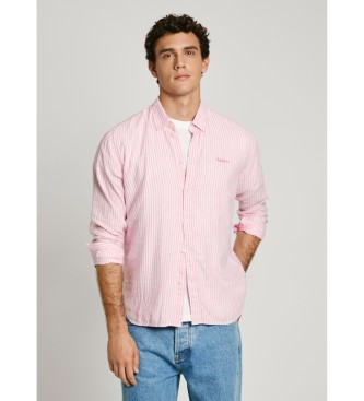 Pepe Jeans para hombre. PM309028 Camisa Armando rosa (L), Casual, Lino, Manga larga