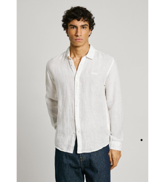Pepe Jeans para hombre. PM308844 Camisa Arnau blanco (S), Casual, Lino, Manga larga