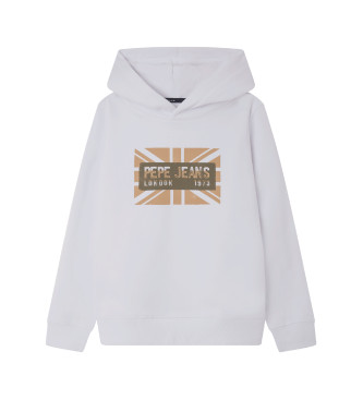 Pepe Jeans para niño. PB581604 Sudadera Barney blanco (14Años= 164cm), Casual, Algodón, Manga larga, Sostenible, moda infantil