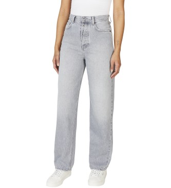 Pepe Jeansvoor vrouwen. PL204739UI9 Grijze Addison Barrel Jeans (27/28), Casual, Grijs, Katoen, Denim, Duurzaam