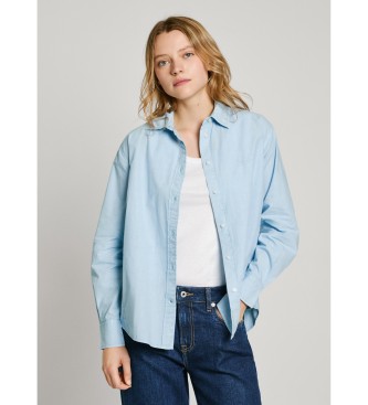 Pepe Jeansvoor vrouwen. PL305008 Bego blauw shirt (S), Casual, Katoen, Lange mouwen