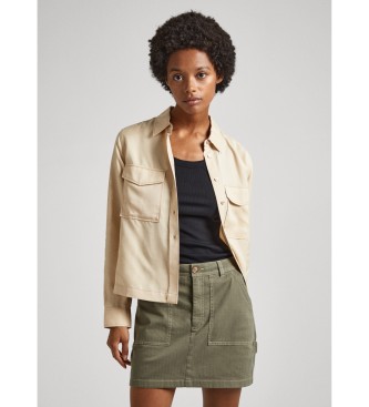 Pepe Jeans para mujer. PL304726 Camisa Belinda beige (S), Casual, Manga larga, Lyocell