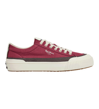 Pepe Jeans para hombre. PMS31043 Zapatillas Ben Band rojo (45), Tela, Plano, Cordones, Casual, Granate