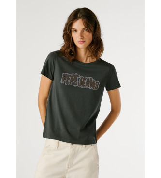 Pepe Jeans para mujer. PL5000052 Camiseta Beri gris oscuro (S), Casual, Algodón, Manga corta