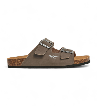 Pepe Jeans para hombre. PMS80003 Sandalias Bio Double Velour beige (45), Plano, Hebilla, Casual