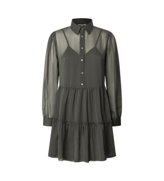 Pepe Jeans para mujer. PL953738 Vestido corto Bridge verde (XS), Casual, Poliéster, Manga larga