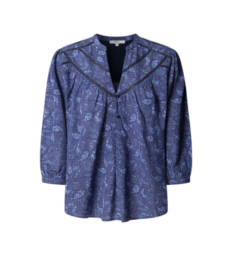 Pepe Jeans para mujer. PL3051388 Camisa Brigitte azul (M), Casual, Viscosa, Manga 3/4