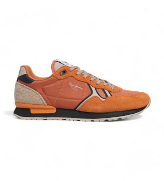 Pepe Jeansvoor mannen. PMS31046 Brit Fun oranje leren schoenen (41), Plat, Veters, Casual