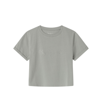 Pepe Jeans para niña. PG503159 Camiseta Calista gris (12años= 152cm), Casual, Algodón, Manga corta, moda infantil