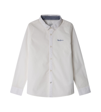 Pepe Jeans para niño. PB302699 Camisa Camdem blanco (12Años= 152cm), Casual, Algodón, Manga larga, Sostenible, moda infantil
