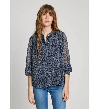 Pepe Jeans para mujer. PL305007 Blusa Camila azul (M), Casual, Poliéster, Manga larga