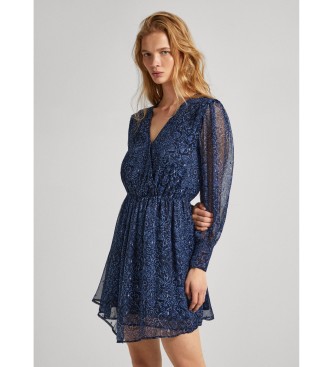 Pepe Jeans para mujer. PL953521 Vestido Camille marino (XS), Casual, Algodón, Manga larga