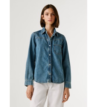 Pepe Jeans para mujer. PL30514404V2 Camisa Authentic Odile azul (M), Algodón, Clásico, Manga larga