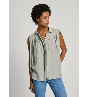 Pepe Jeans para mujer. PL304892 Camisa Mina verde (XS), Casual, Algodón, Sostenible