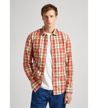Pepe Jeans para hombre. PM308283 Camisa Peterson naranja (S), Casual, Algodón, Manga larga