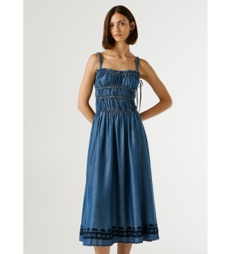 Pepe Jeans para mujer. PL9537793 Vestido Cass azul (S), Casual, Sin mangas / Tirantes, Lyocell