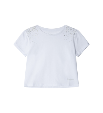 Pepe Jeans para niña. PG503155 Camiseta Charlene blanco (6años= 104cm), Casual, Algodón, Manga corta, moda infantil
