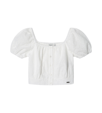 Pepe Jeans para niña. PG301704 Blusa Charlotte blanco (16años= 176cm), Casual, Algodón, Manga corta, moda infantil