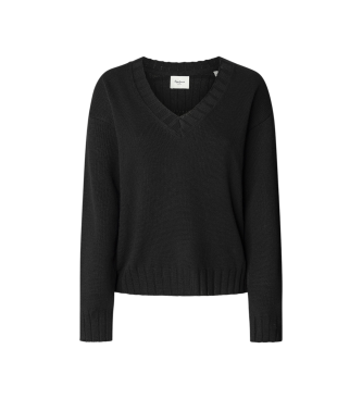 Pepe Jeans för kvinnor. PL7000001 Cherice V tröja svart (L), Casual, Polyester