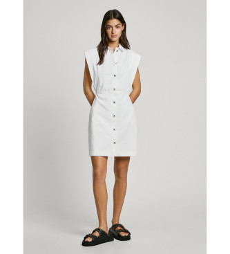 Pepe Jeans para mujer. PL953721 Vestido corto Chey blanco (XS), Casual, Algodón, Denim, Sin mangas / Tirantes, Sostenible